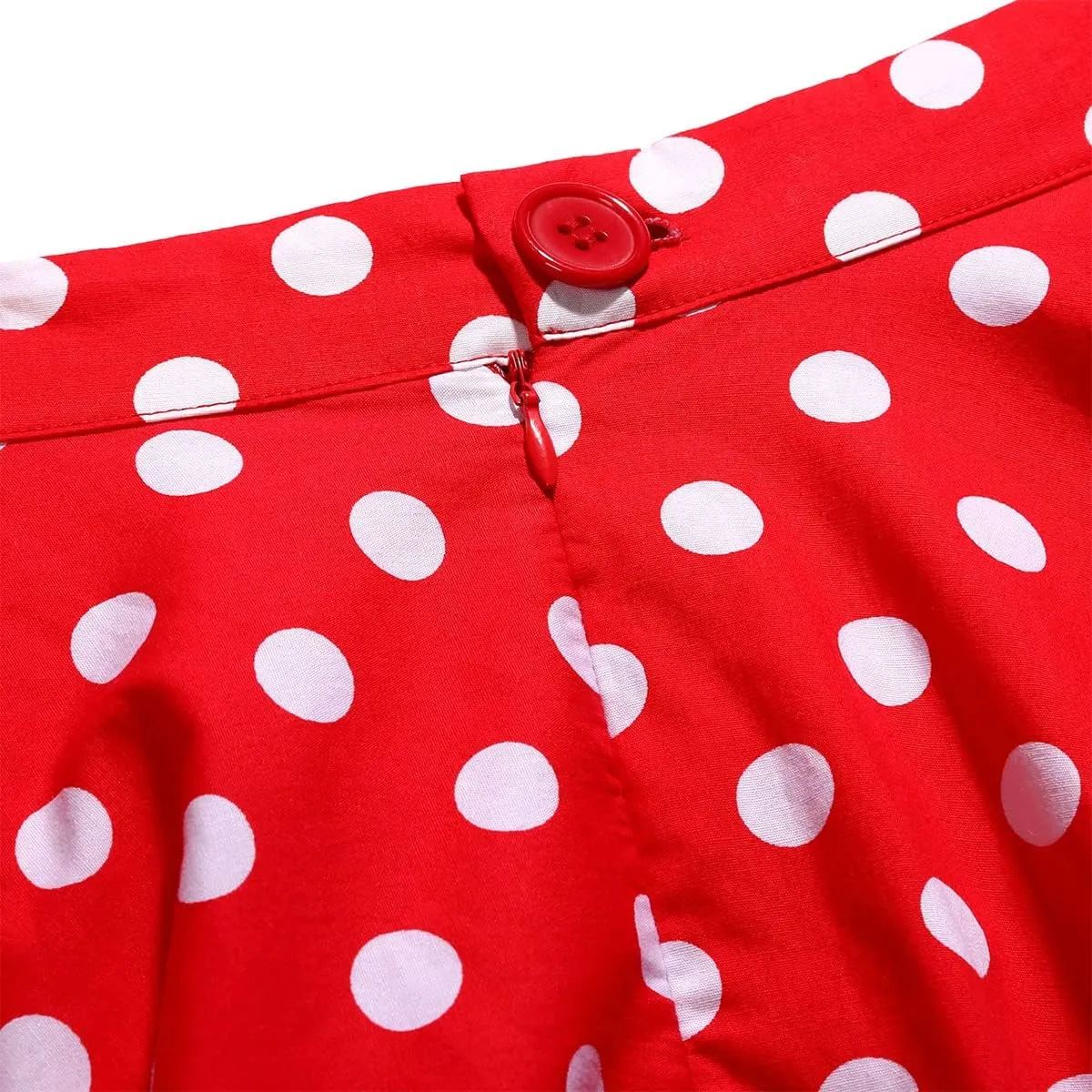 Women 50s Vintage Polka Dot A Line Pleated Midi Skirt Floral Cherry Cocktail Swing Skirt High Waist Knee Length Flared Skirt