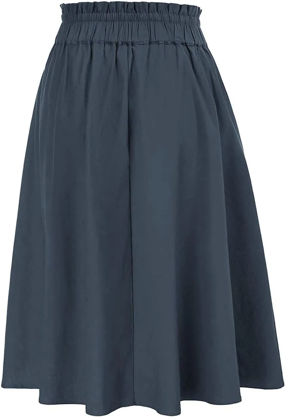 Women Elastic High Waist Boho Maxi Skirt Casual Drawstring A Line Long Skirt Skirt for Women with Pocket