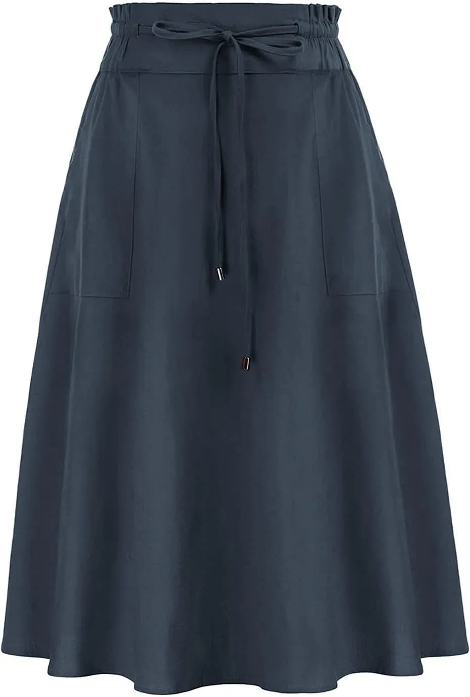 Women Elastic High Waist Boho Maxi Skirt Casual Drawstring A Line Long Skirt Skirt for Women with Pocket