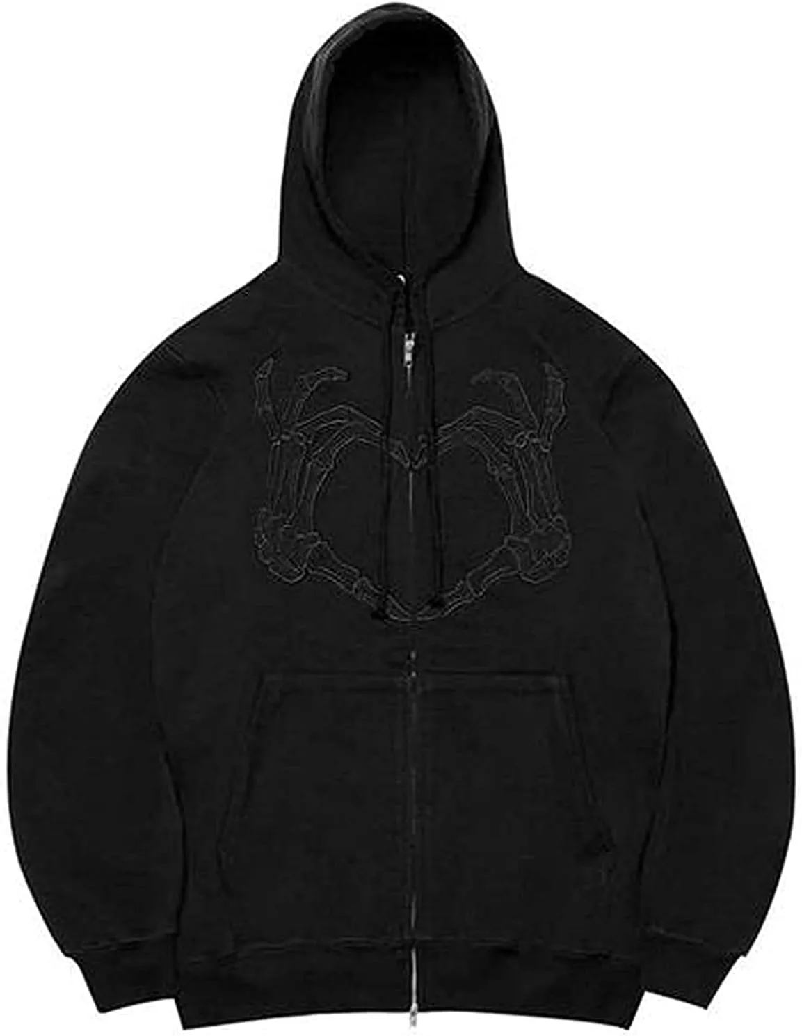 Women Men Oversized Y2K Zip Up Sweatshirt Hoodie Jacket Halloween Skeleton Print Coat Aesthetic Streetwear Top