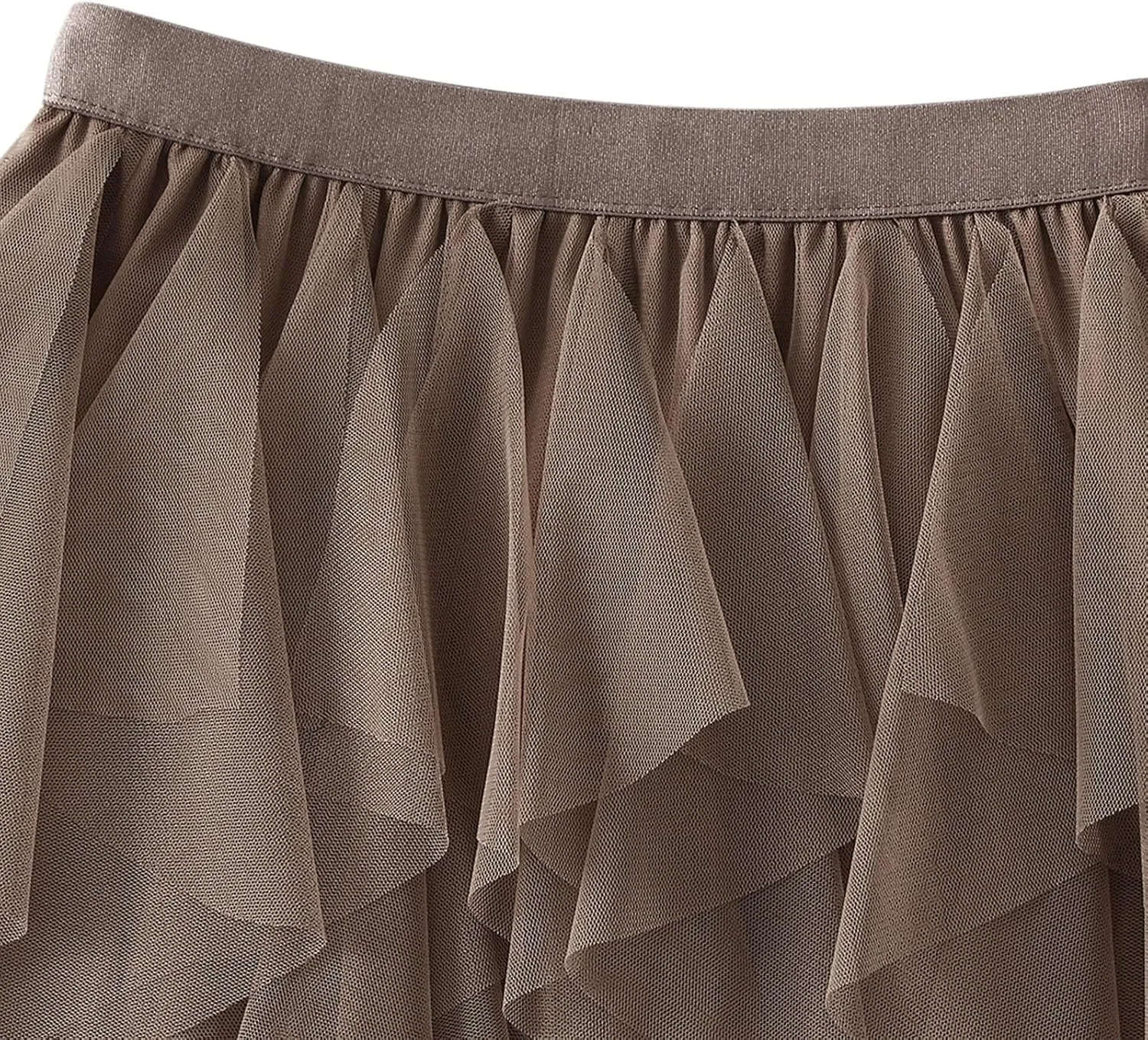Women Tutu Skirt a Line Elastic Waist Layered Tulle Midi Skirt Rave Party Pleated Skirt Halloween Mesh Skirt
