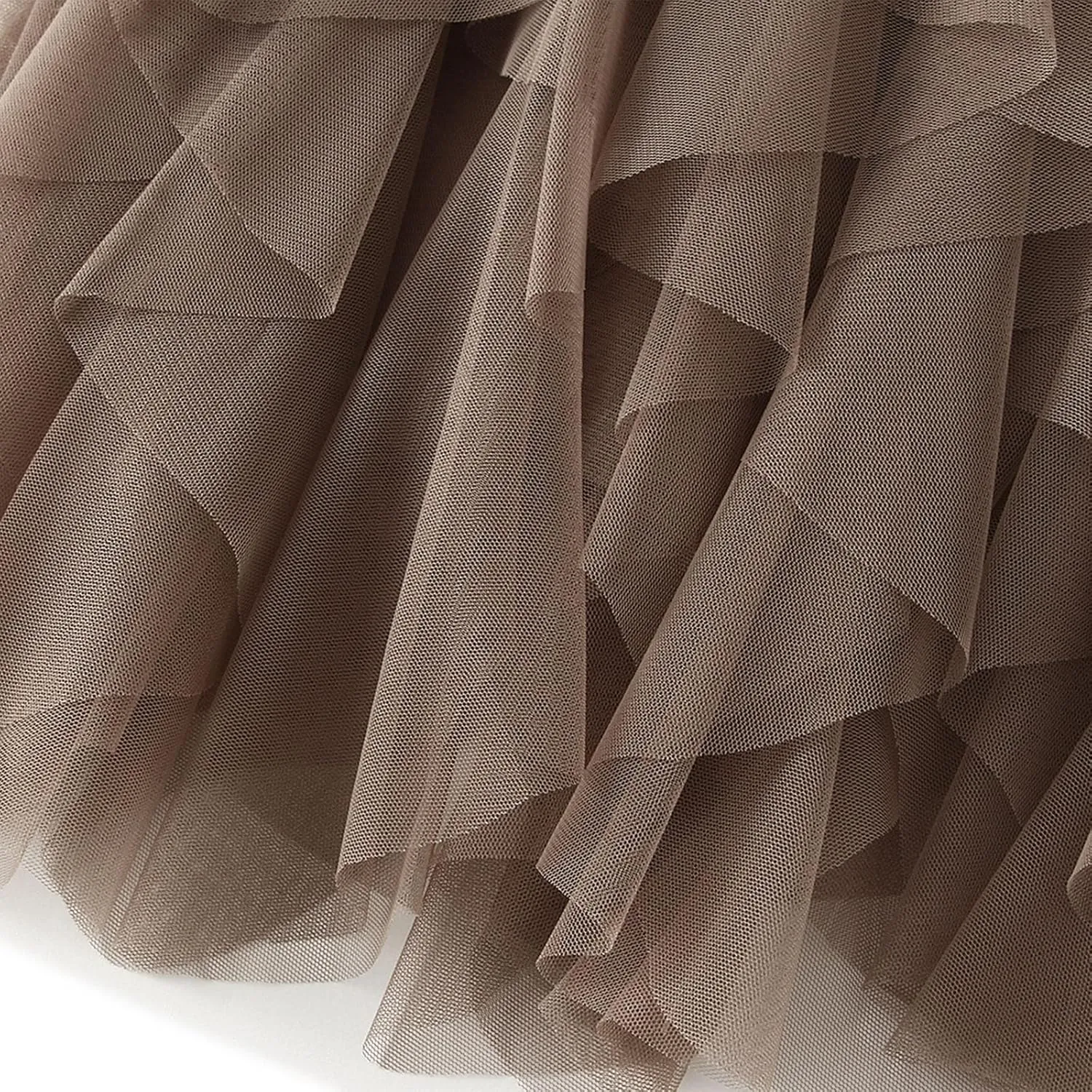 Women Tutu Skirt a Line Elastic Waist Layered Tulle Midi Skirt Rave Party Pleated Skirt Halloween Mesh Skirt