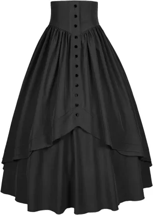 Women Victorian Skirt Medieval Renaissance Peasant Skirt Floor High Waisted Fluttering Long Skirt