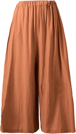 Women Wide Leg Pants Cotton Lightweight Palazzo Yoga Pant with Elastic Waist