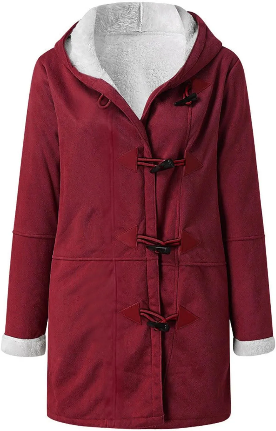 Women Winter Coats Trendy Sherpa Fleece Lined Suede Jackets Hooded Parka Faux Suede Wram Outwear Button Down Overcoat