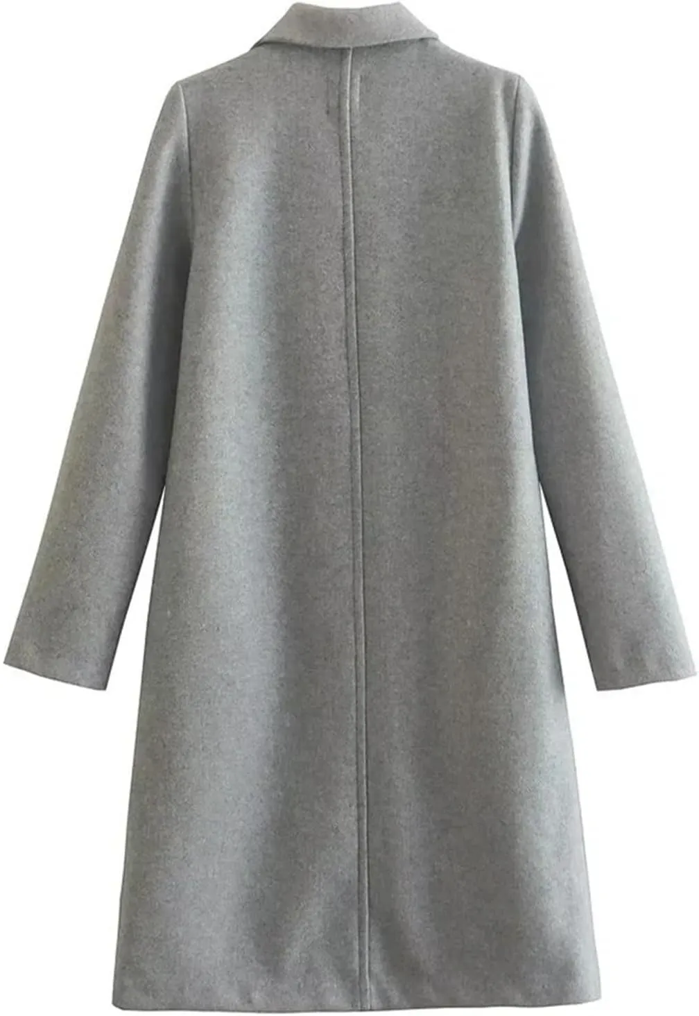 Women Winter Coats Wool Blend Mid Long Trench Coats Notch Lapel Open Front Pea Coat Elegant Work Office Jackets