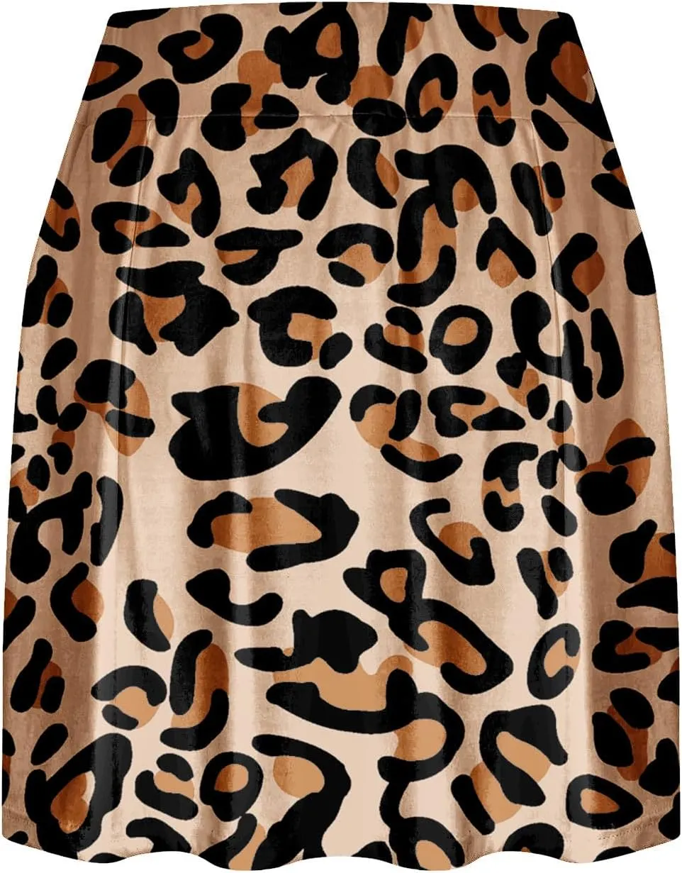 Womens 2023 Skirt Shorts Skort Leopard Floral Print Summer Trendy Athletic Shorts Layered Ruffle Mini Skirts with Shorts