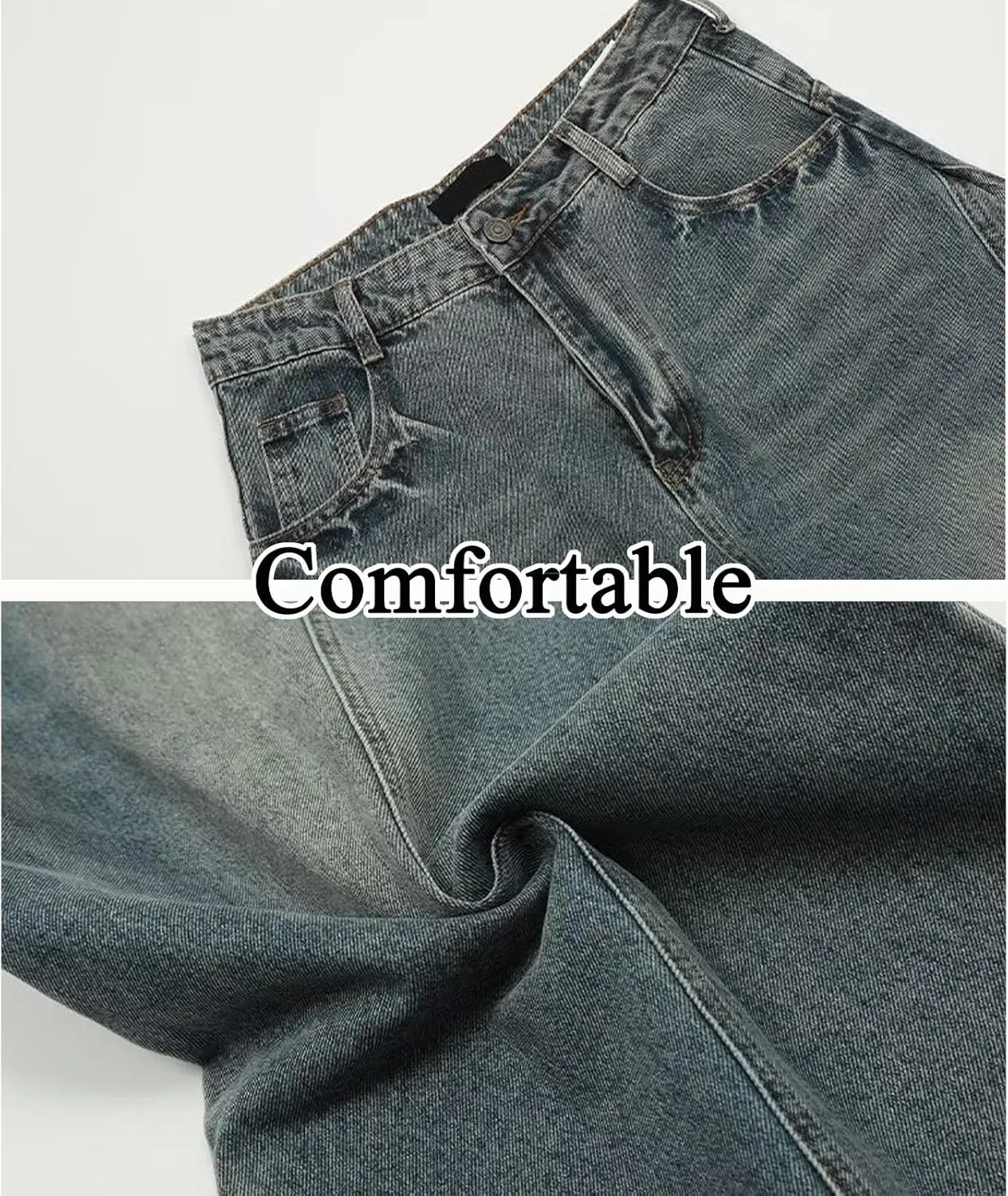 Womens Baggy Jeans Vintage Oversized Pants Aesthetic Hip Hop Jeans Denim Graphic Jean Grunge Pants