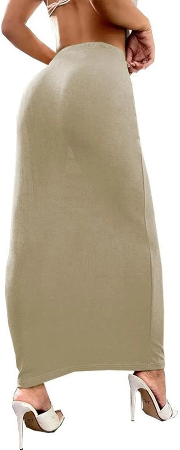 Women's Bodycon Maxi Skirt Sexy Slim Fitted Elastic Highwaisted Half Slip Skirts Casual Going Out Dress