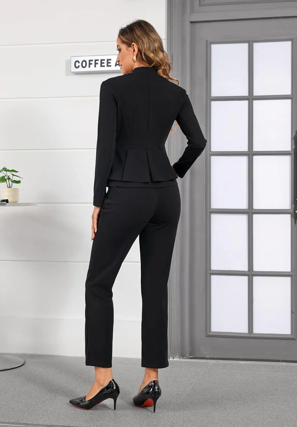 Women's Business Pant Suits 2 Piece Set Work Casual Outfits Dressy Blazer Jacket and Pants Suit