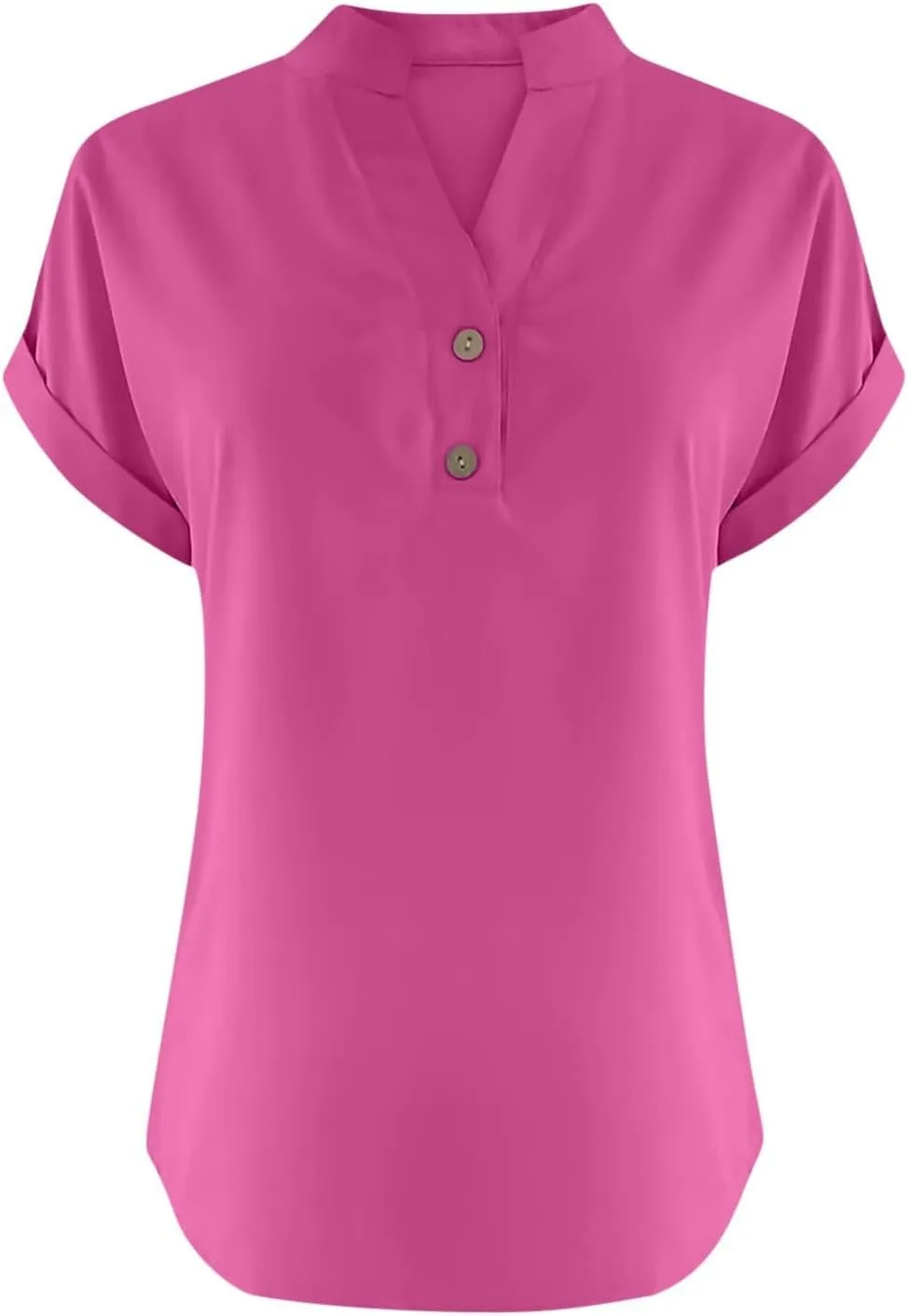 Womens Button Down Linen Shirt Short Sleeve V Neck Shirts Solid Color Comfy Tops Summer Casual Dressy Tunic Top