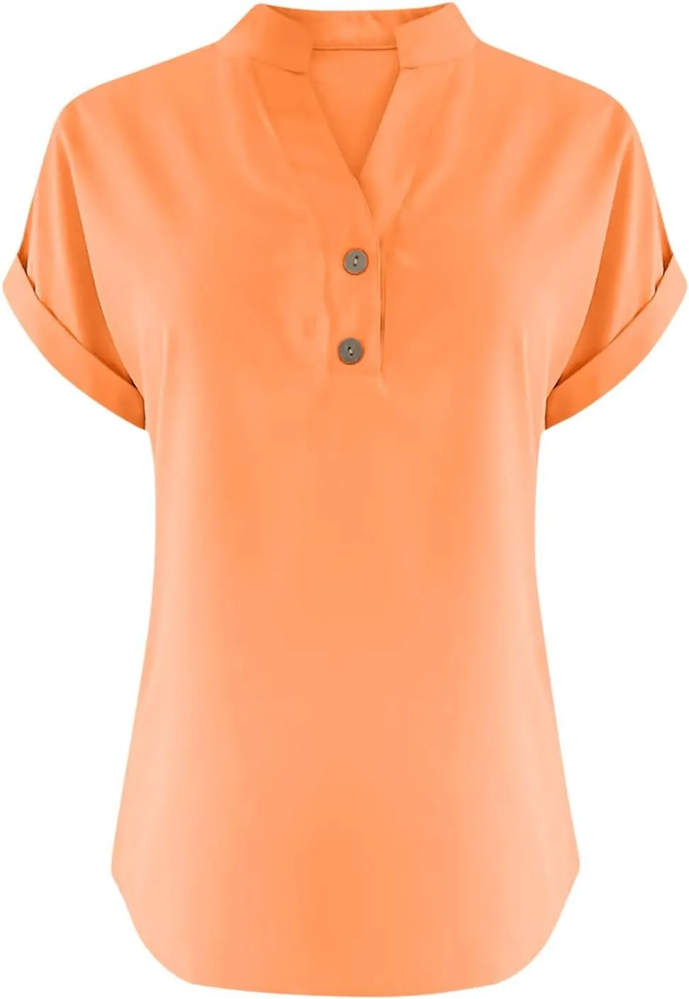 Womens Button Down Linen Shirt Short Sleeve V Neck Shirts Solid Color Comfy Tops Summer Casual Dressy Tunic Top