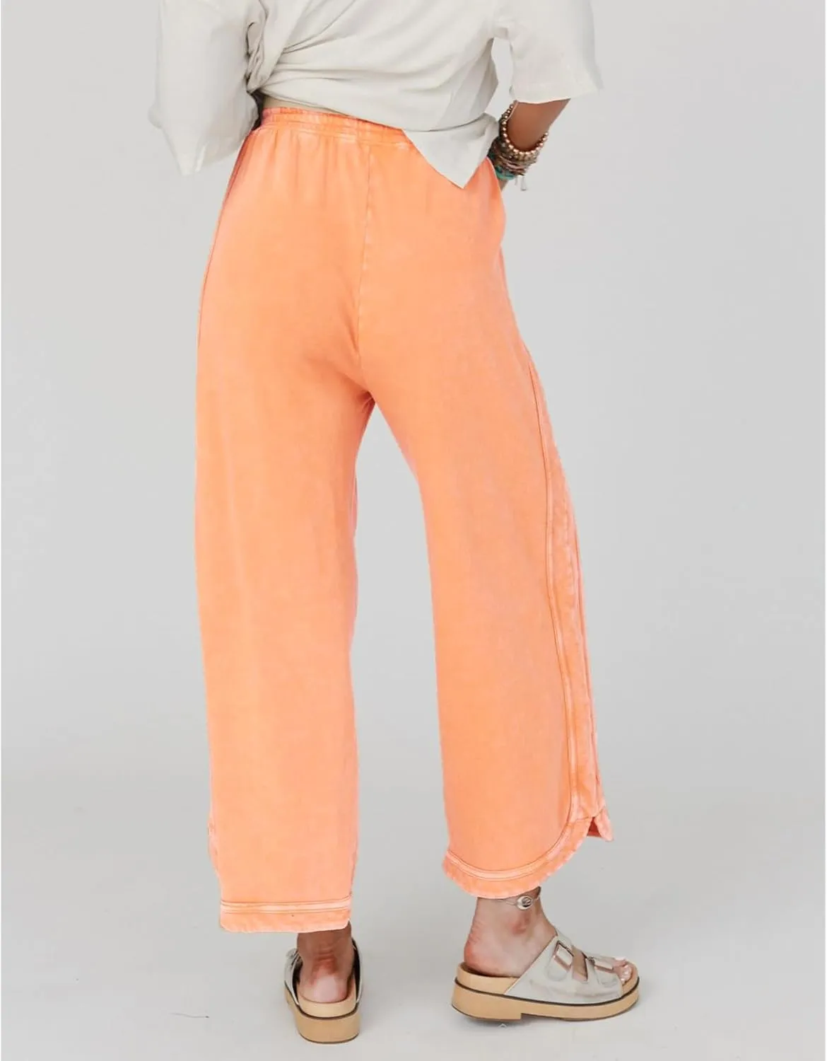 Womens Casual Wide Leg Sweatpants High Waisted Drawstring Palazzo Pants Summer Loose Lounge Pants with Pockets
