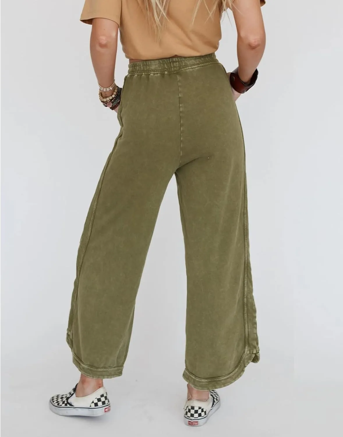 Womens Casual Wide Leg Sweatpants High Waisted Drawstring Palazzo Pants Summer Loose Lounge Pants with Pockets
