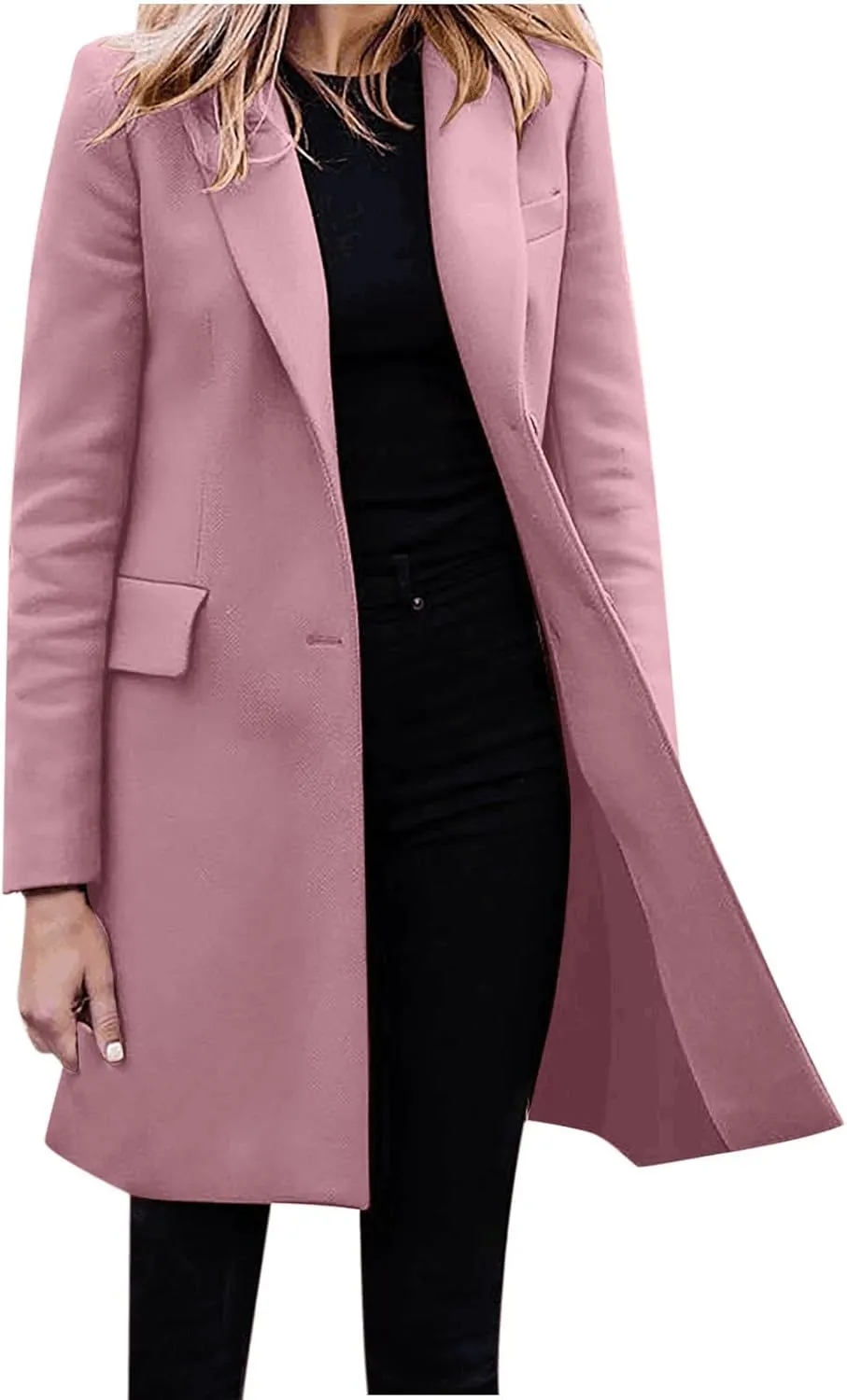Womens Coat Fashion Winter Overcoat Single Breasted Trench Jackets Outwear Mid Long Trench Coat