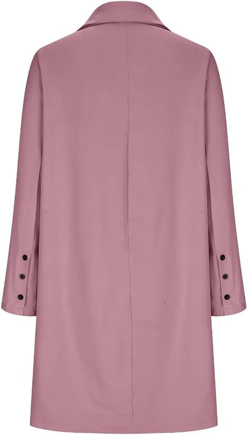 Womens Coat Fashion Winter Overcoat Single Breasted Trench Jackets Outwear Mid Long Trench Coat