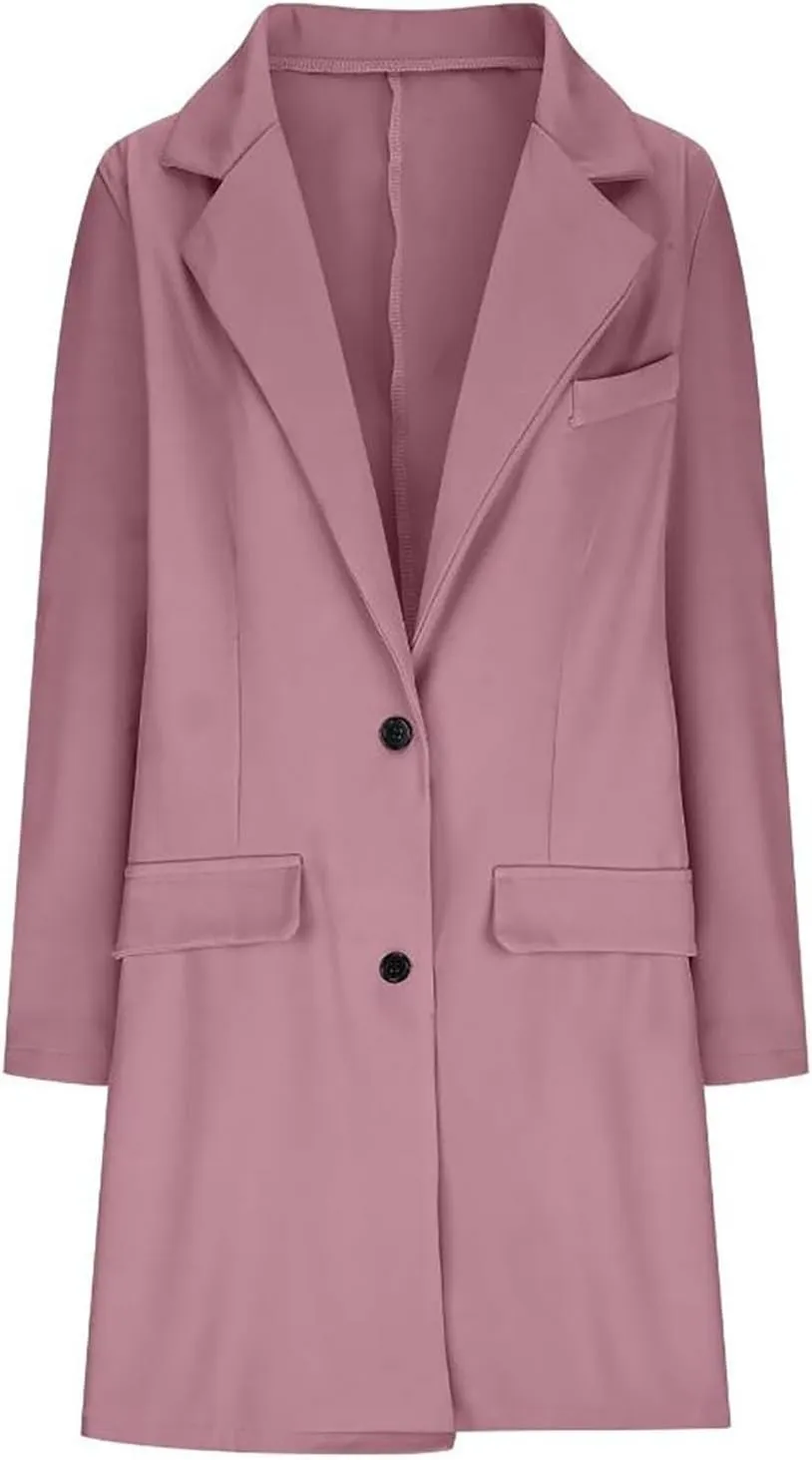 Womens Coat Fashion Winter Overcoat Single Breasted Trench Jackets Outwear Mid Long Trench Coat
