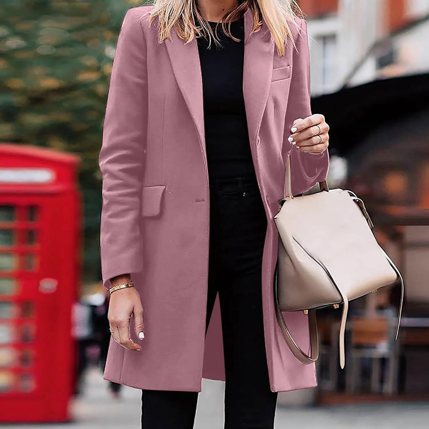 Womens Coat Fashion Winter Overcoat Single Breasted Trench Jackets Outwear Mid Long Trench Coat