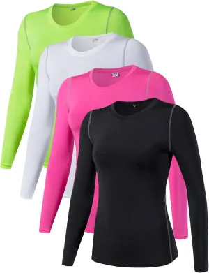 Women's Dry Fit Athletic Compression Shirt Long Sleeve Workout Base Layer T Shirt Tops Sports Gear