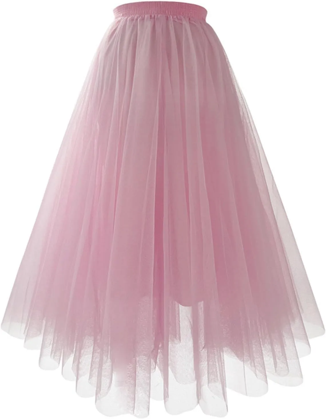 Women's Elegant Elastic Ruffle Petticoat Lightweight Underskirts for Cosplay Party Midi Skirt Tulle A-Line Tutu Skirt