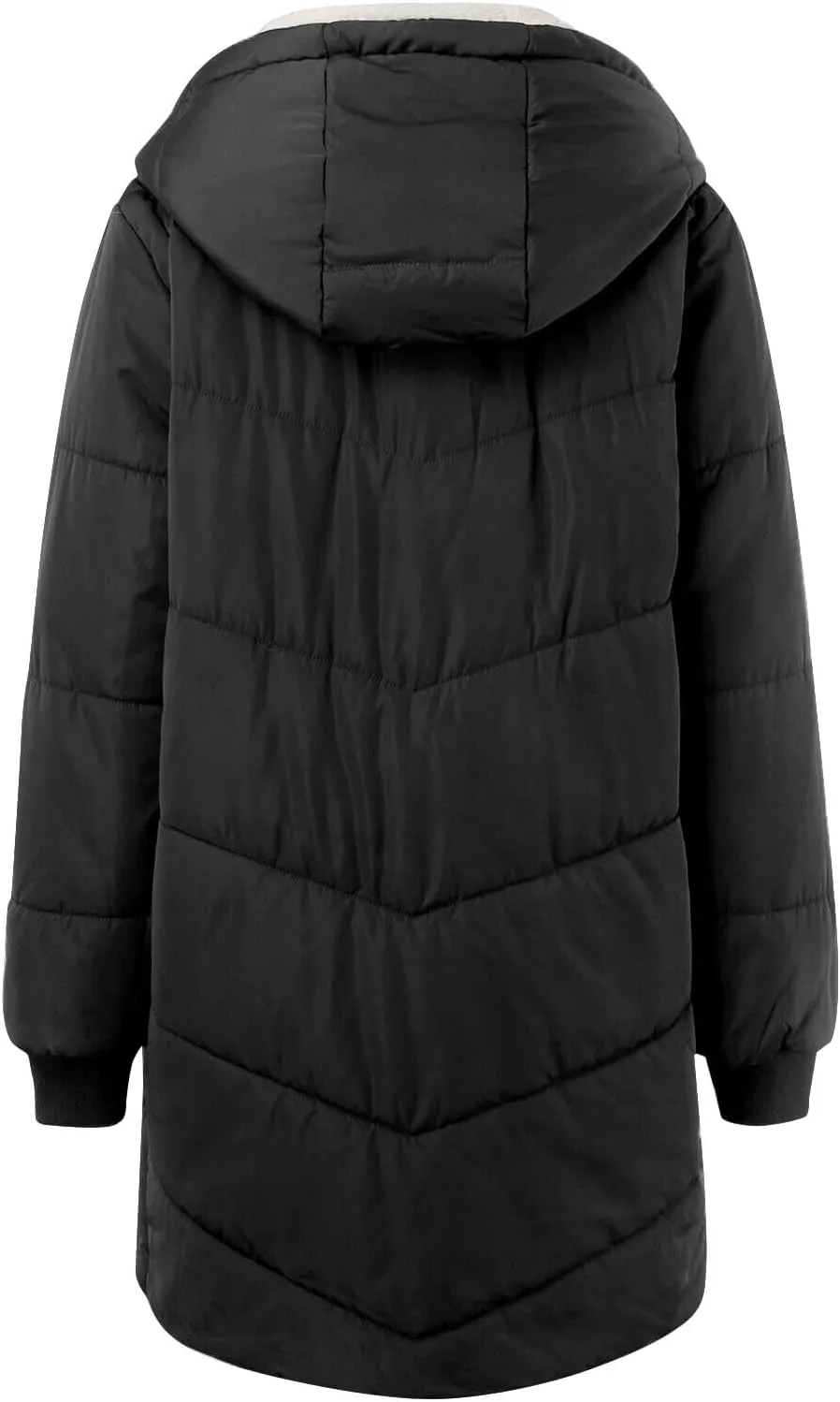 Women's Fleece Lined WInter Warm Coats Thick Padded Button Down Hooded Cotton Jackets with Pockets Outdoor Outerwear