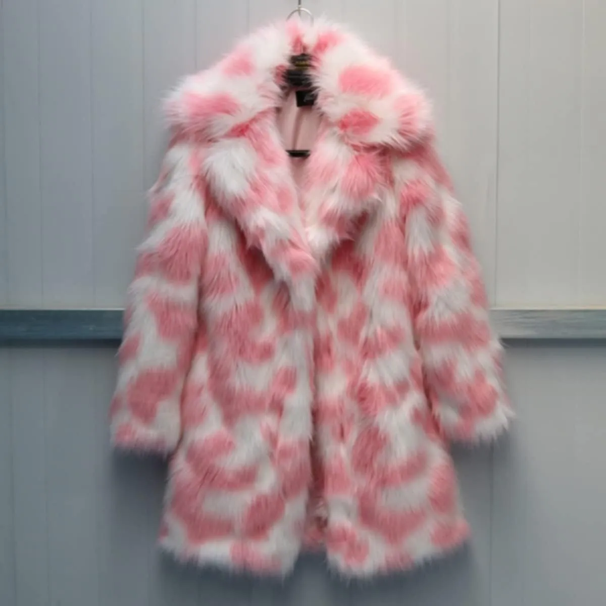Women's Full Length Faux Fur Warm Coat Sweater Jacket Winter Long Sleeve Overcoat Hooded Outerwear