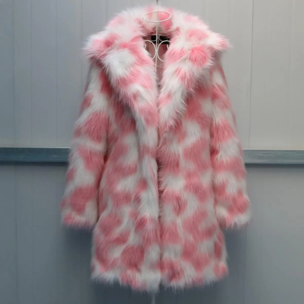 Women's Full Length Faux Fur Warm Coat Sweater Jacket Winter Long Sleeve Overcoat Hooded Outerwear