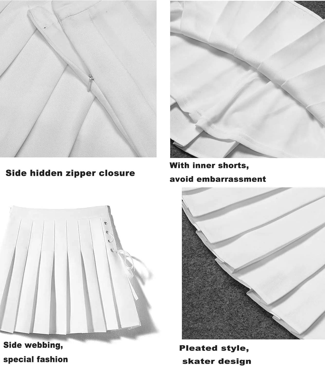 Women's Girls Plaid Pleated Skirt High Waisted Japanese School Uniform A-line Pleated JK Skirt Skater Tennis
