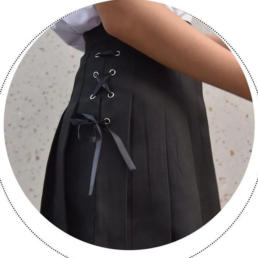 Women's Girls Plaid Pleated Skirt High Waisted Japanese School Uniform A-line Pleated JK Skirt Skater Tennis