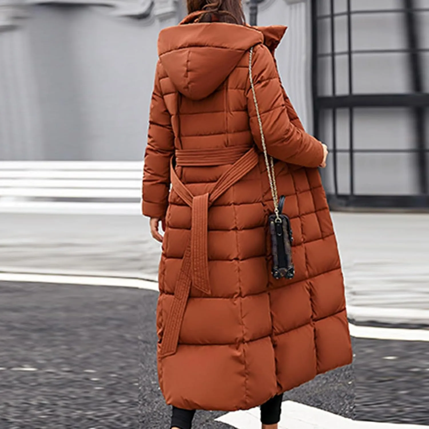 Womens Long Puffer Jacket Over Knee Removable Hooded Maxi Length Quilted Padded Winter Down Coat Parka Jackets