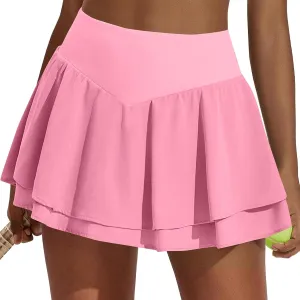Womens Pleated Tennis Skirt with Pockets High Waisted Tummy Control Golf Athletic Shorts Workout Pickleball