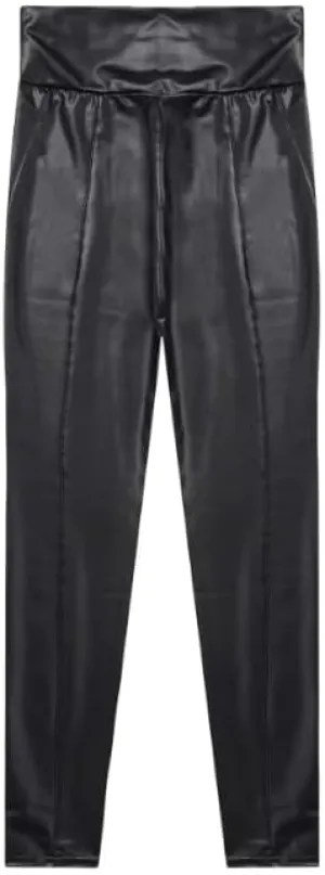 Womens PU Leather Tight Hot Pants Patchwork Stretchy Yoga Leggings Workout Exercise Club Causal Wear,Black,M