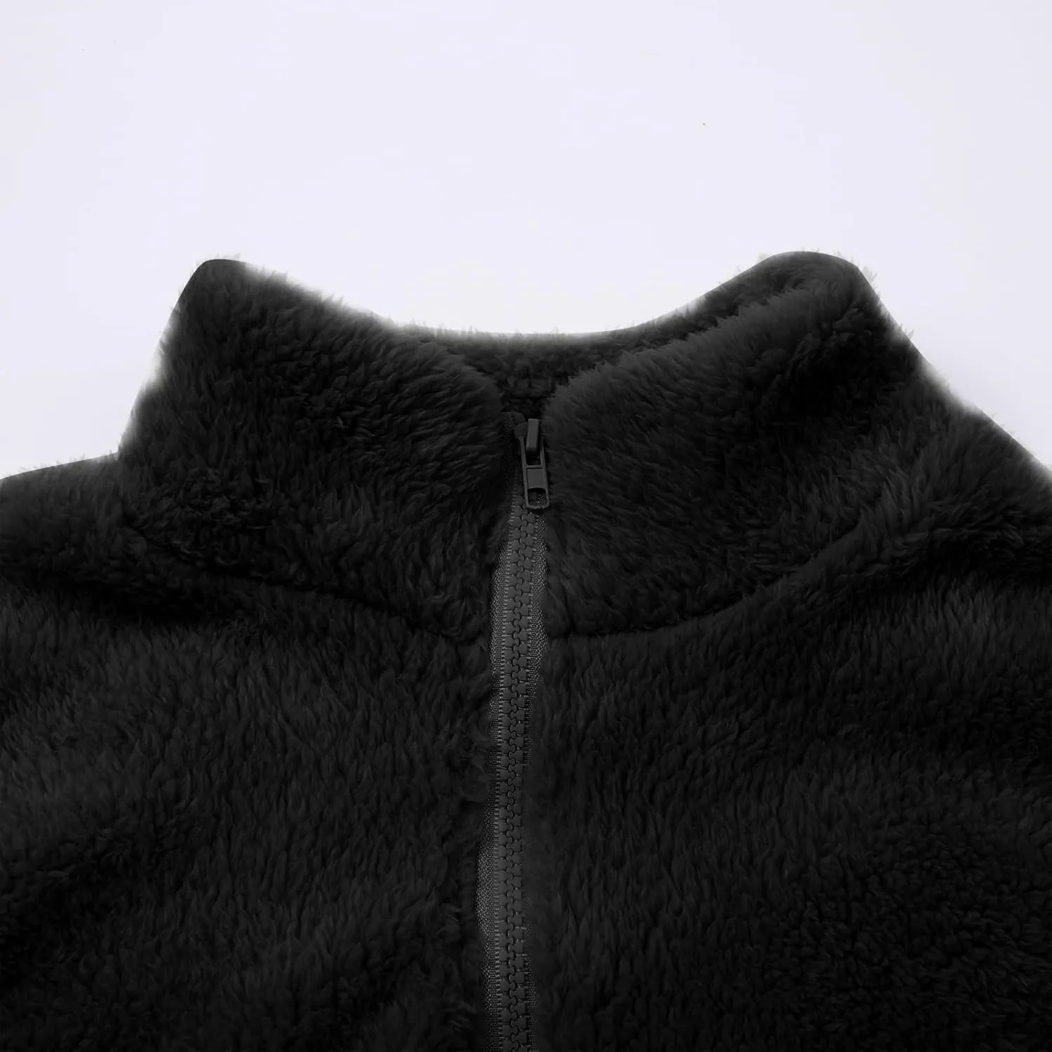Womens Sherpa Jacket Winter Warm Fleece Zip Up Jacket Lightweight Long Sleeve Sweatshirts Casual Stand Collar Coats