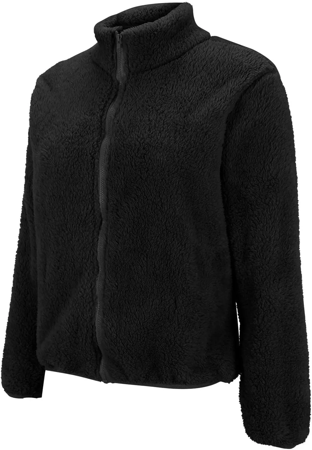 Womens Sherpa Jacket Winter Warm Fleece Zip Up Jacket Lightweight Long Sleeve Sweatshirts Casual Stand Collar Coats
