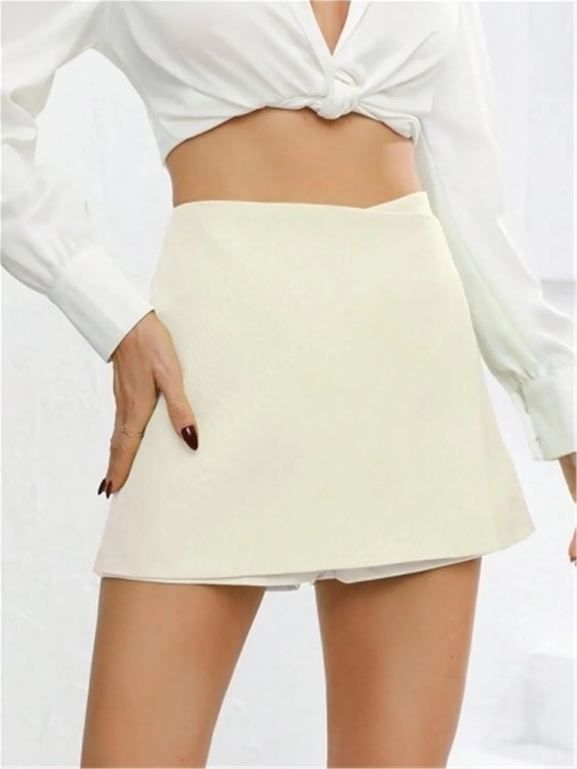 Womens Shorts Elegant Asymmetrical High Waist Skort Lounge Shorts