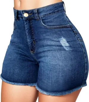 Womens Split Hem High Waist Denim Skorts Skirt Shorts Button Ripped Jeans Shorts Fringed Distressed Denim Mini Shorts