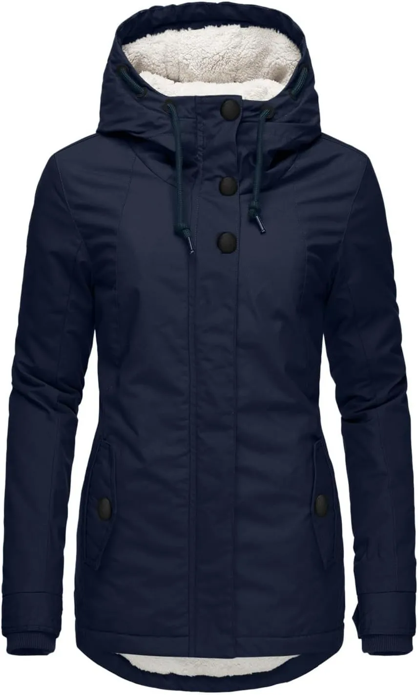 Women's Thickened Down Jacket Coats Fleece Lined Warm Parka4 Hooded Jacket 2024 Winter Outerwear