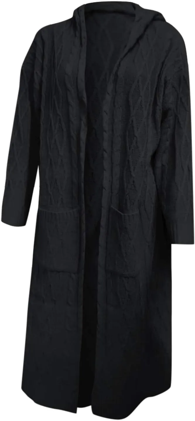Women's Trench Coat Large Women Pocket Sweater Breasted Cardigan Hood Sleeves Women's Coat Woman Coat Wool Coats for