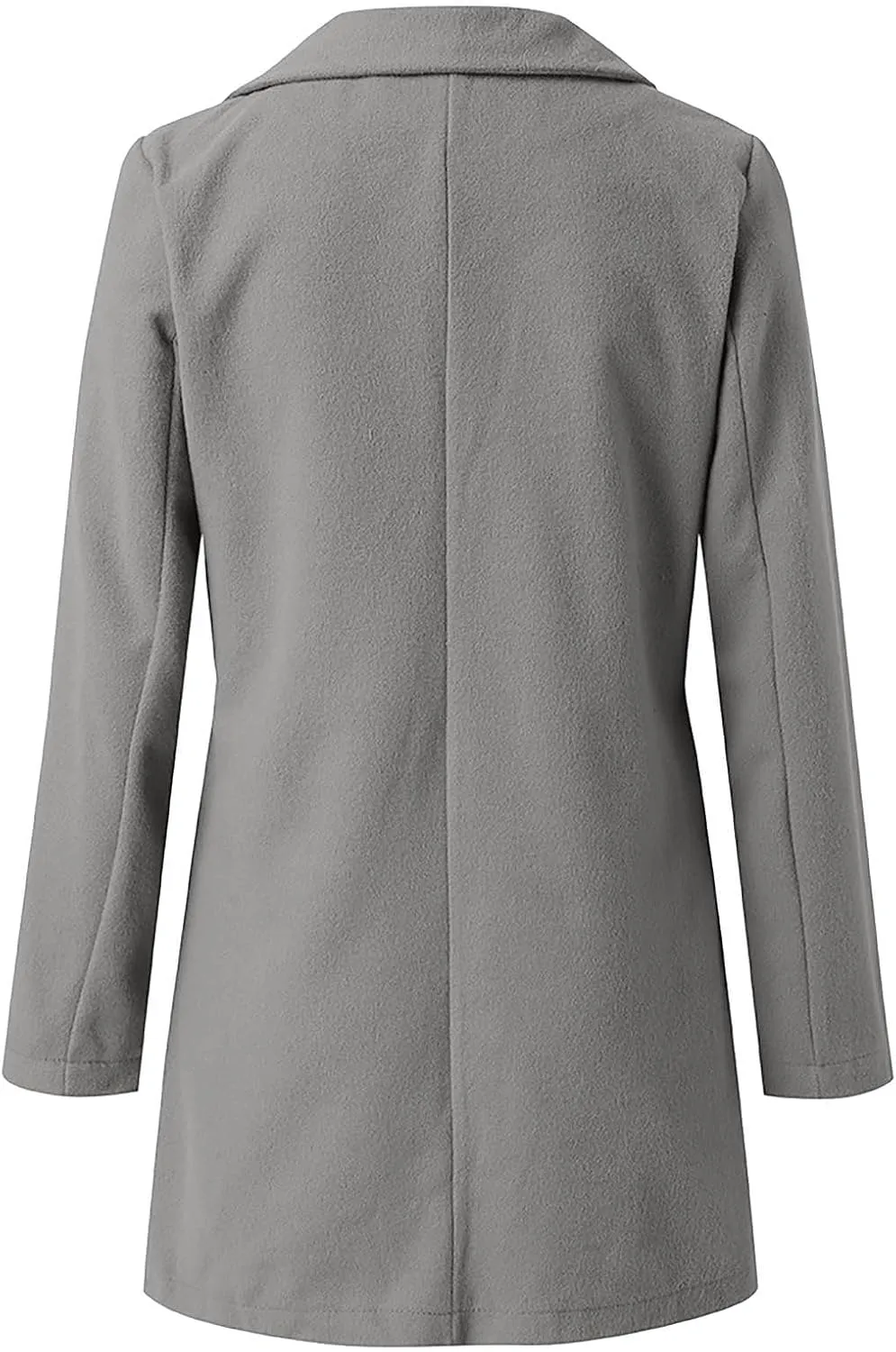 Womens Trench Coat Mid Length Notched Lapel Collar Double Breasted Pea Coat Wool Blend Winter Over Coats Jackets