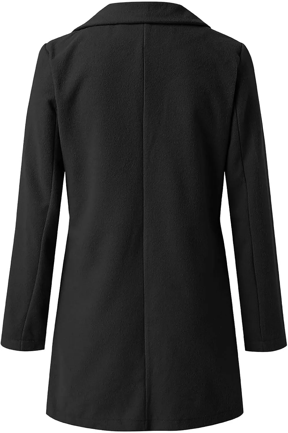 Womens Trench Coat Mid Length Notched Lapel Collar Double Breasted Pea Coat Wool Blend Winter Over Coats Jackets