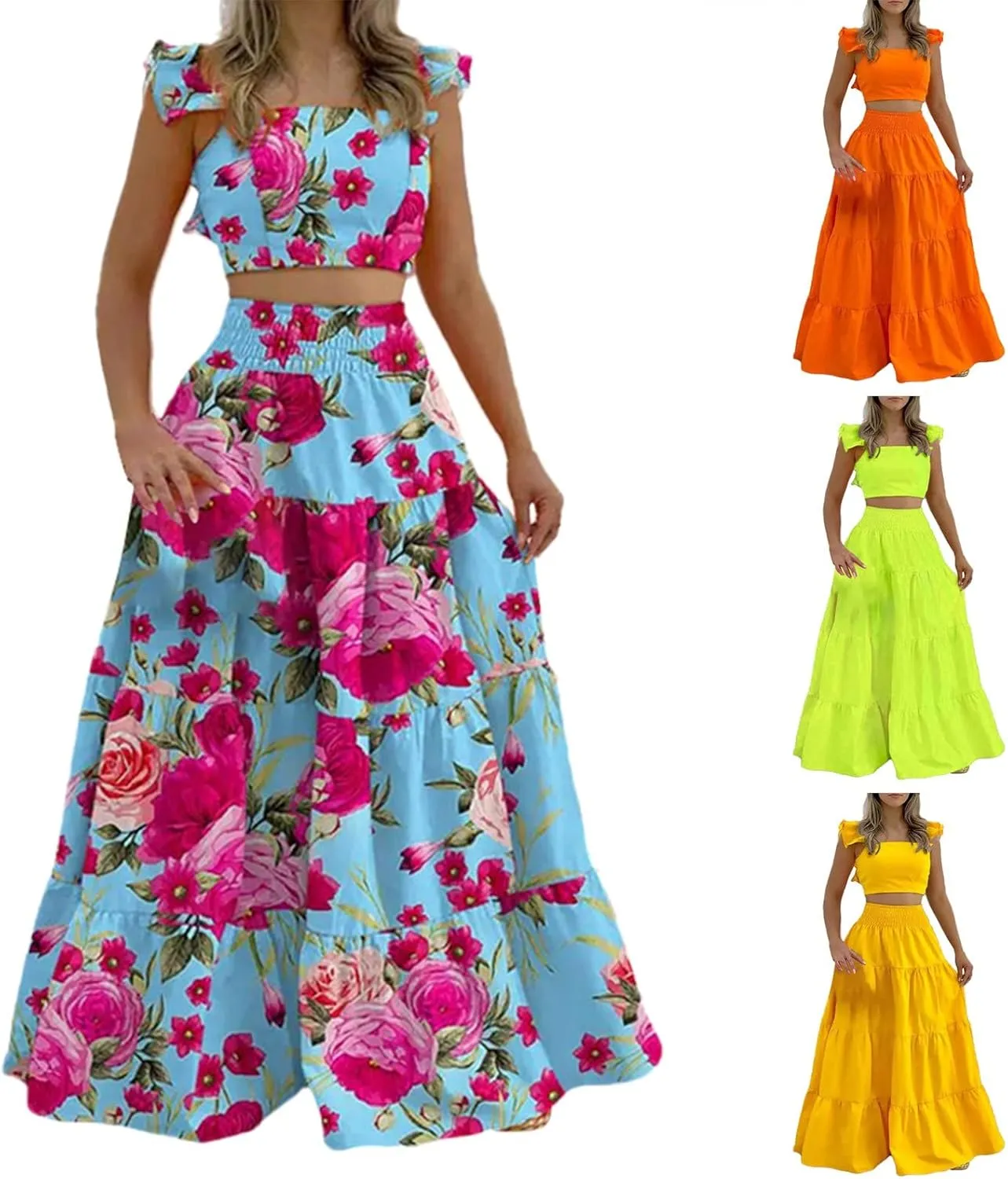 Women's Trendy Mid Waist Sling Swing Skirt Set Stylish Sexy Sling Skirt with Long Hemline Elegant Long Skirt Set