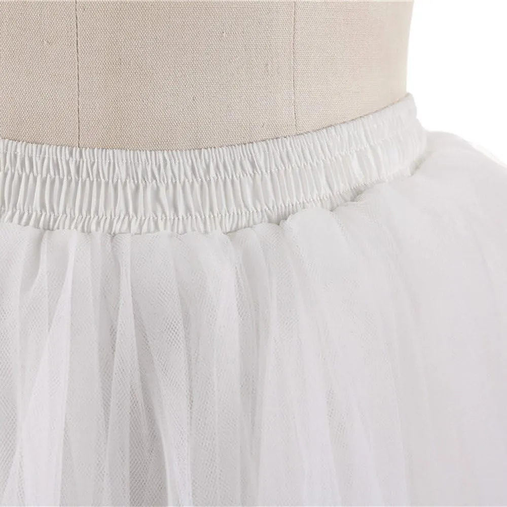 Women's Tulle Skirts Midi Elastic High Waist Pleated Mesh Flowy A-Line Party Long Tutu Skirts Rave Festival Skirt
