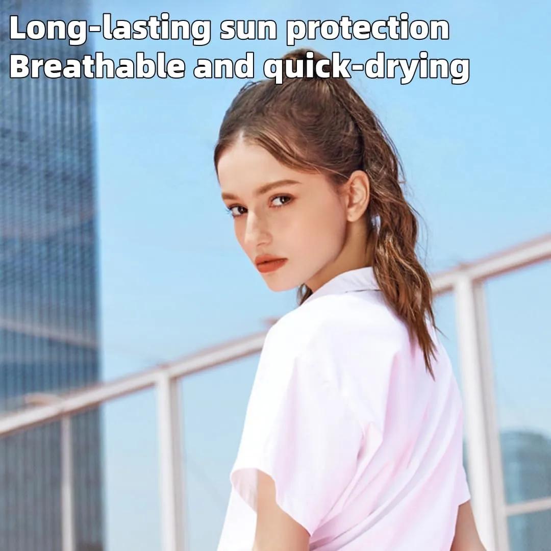 Women's UPF Sun Protection Workout T-Shirt,Breathable Gym Shirt with Drawstring Hem,Quick-Dry Running Top