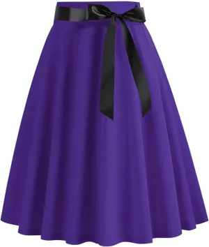 Womens Vintage Midi Skirt High Waist A-Line Skater Skirt Pleated Swing Skirt Halloween Prom Club Party Flared Skirt