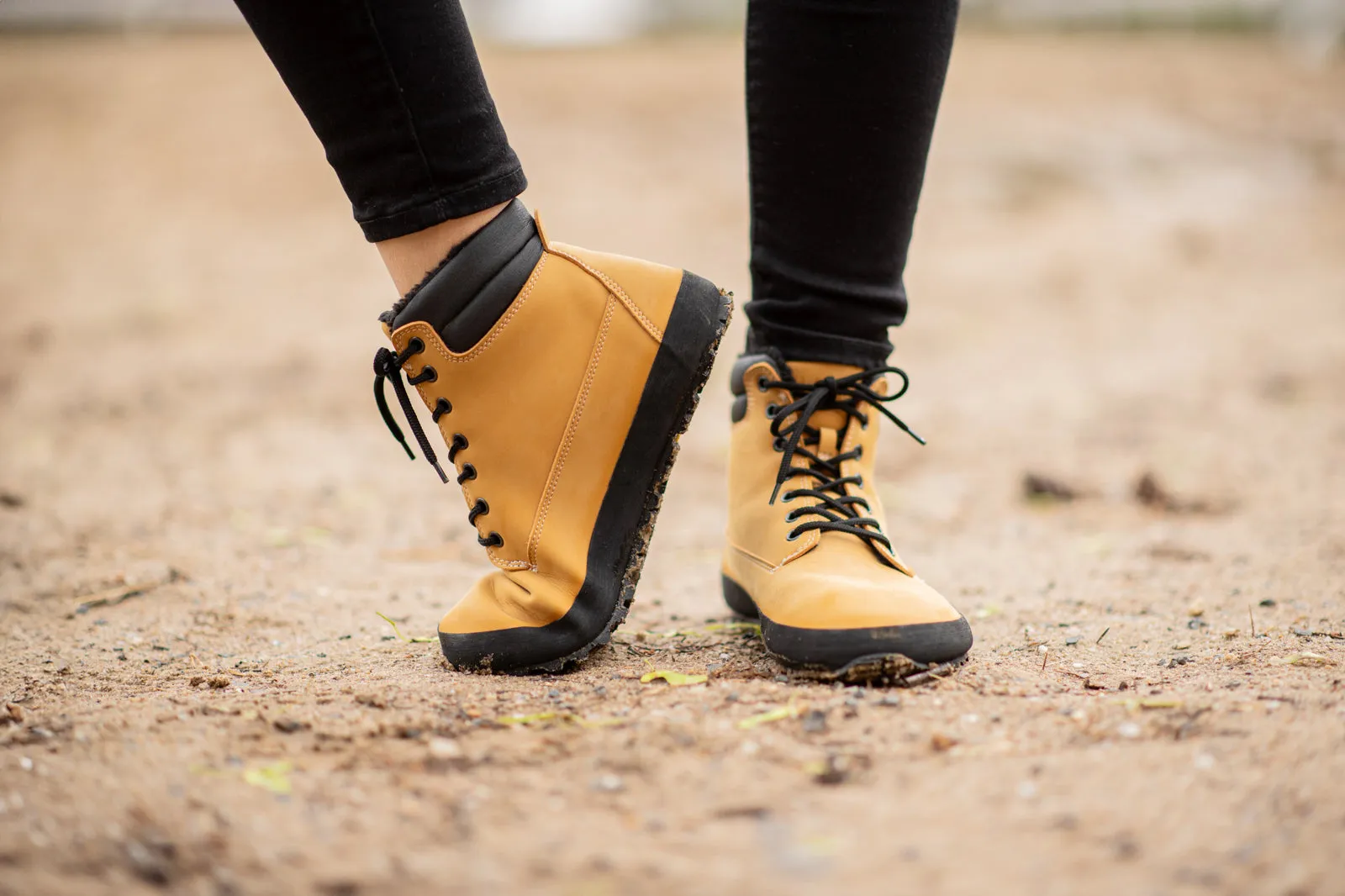Women's winter barefoot boots Shuma Winter mustard nubuck