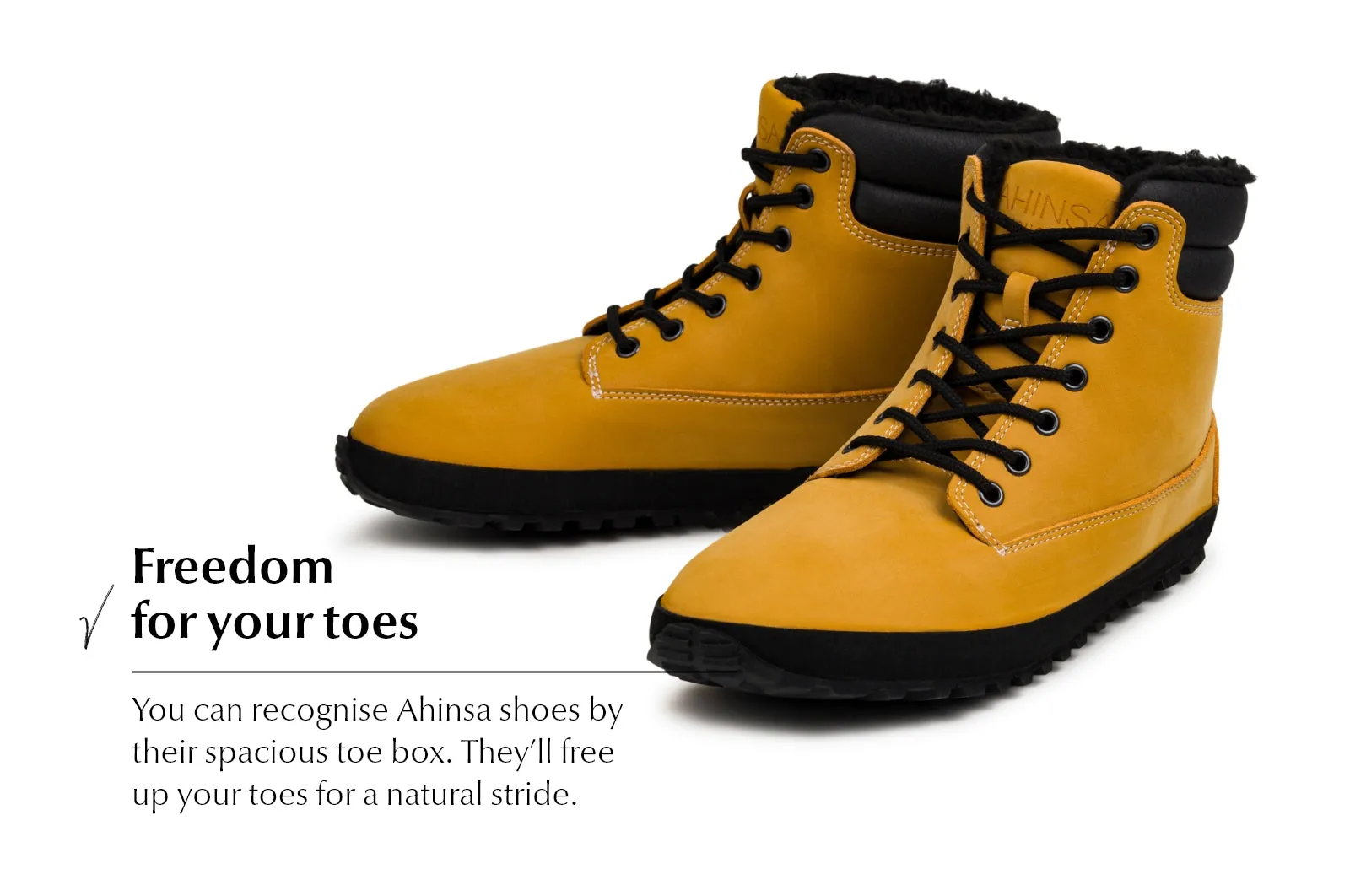 Women's winter barefoot boots Shuma Winter mustard nubuck