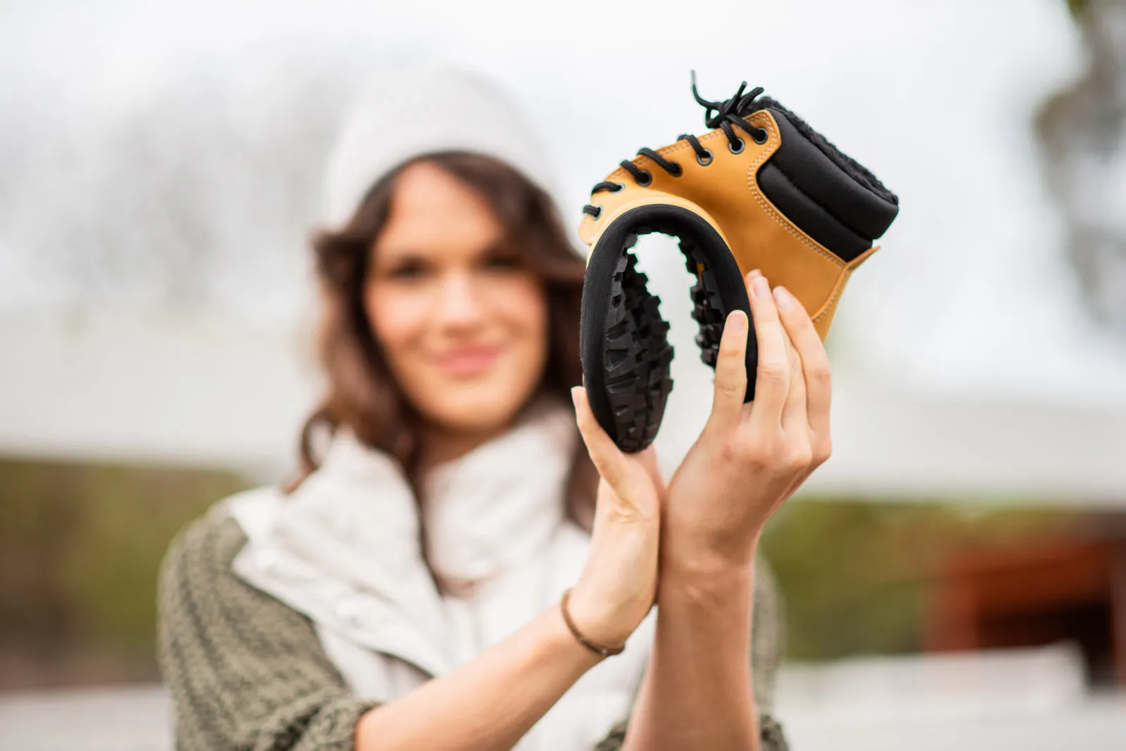 Women's winter barefoot boots Shuma Winter mustard nubuck