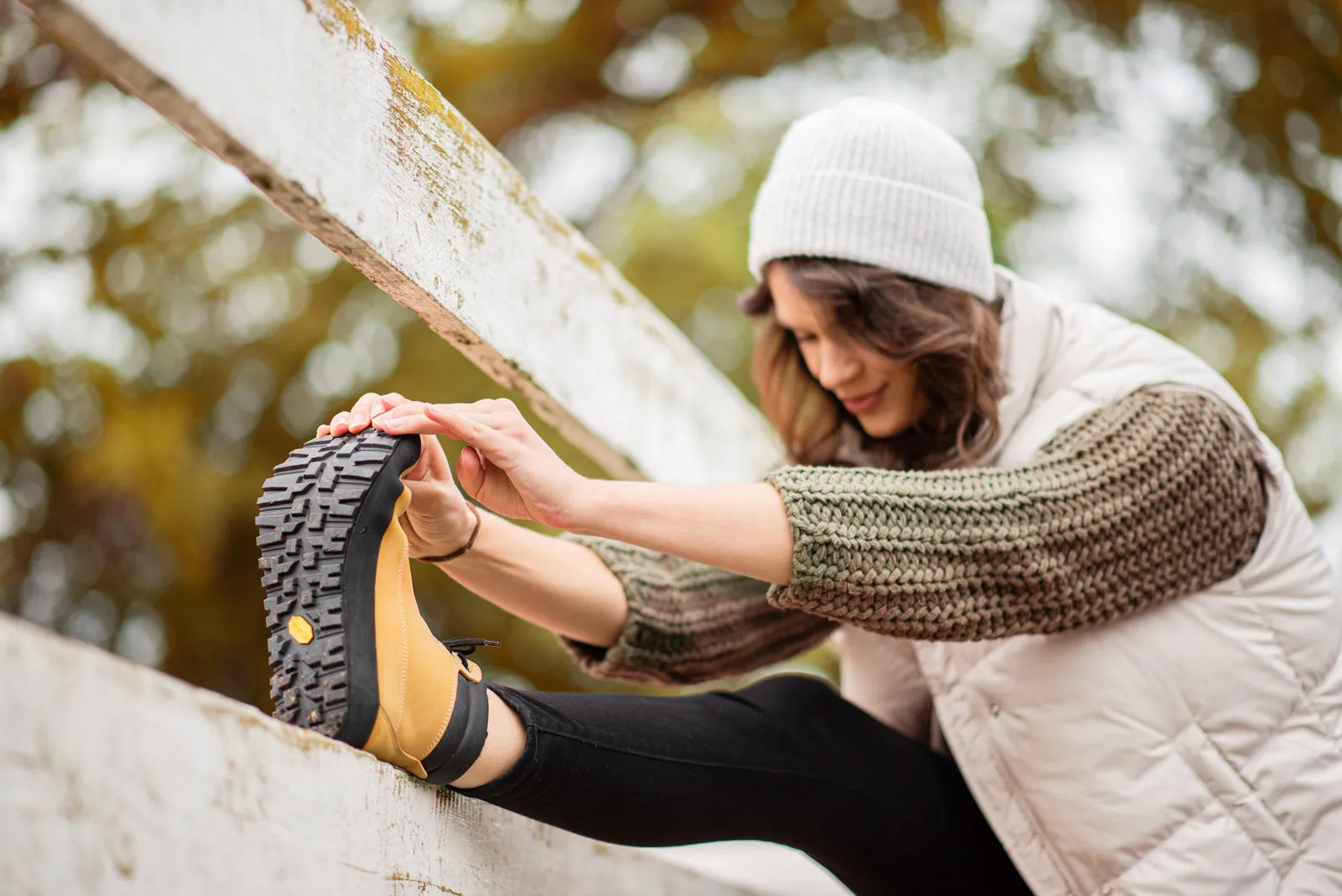 Women's winter barefoot boots Shuma Winter mustard nubuck