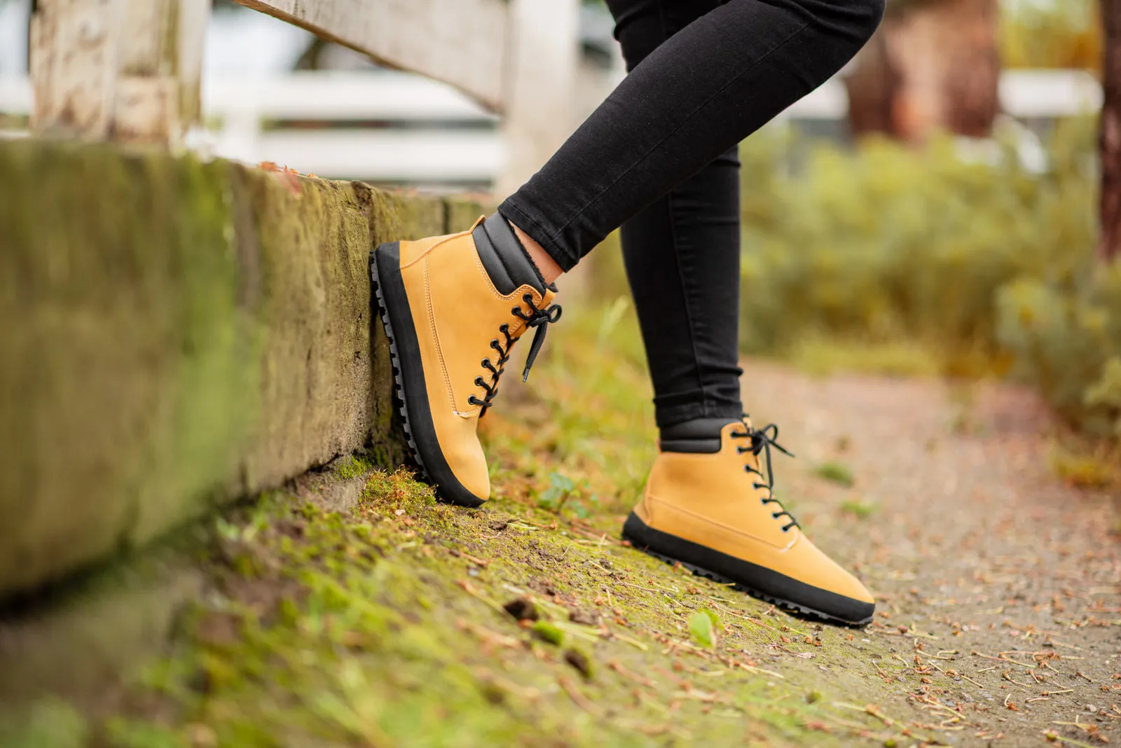 Women's winter barefoot boots Shuma Winter mustard nubuck