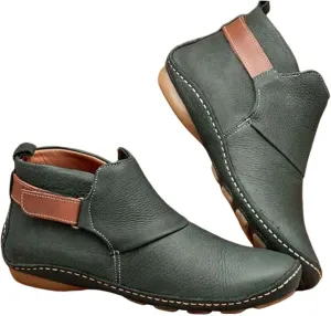 Womens Winter Boots Ankle Brown Booties Women Oxford Boots for Women Ankle Bootie for Women Low Heel Comfy Soft Cover Heel Cut Out Chunky Stacked Heel Slip on